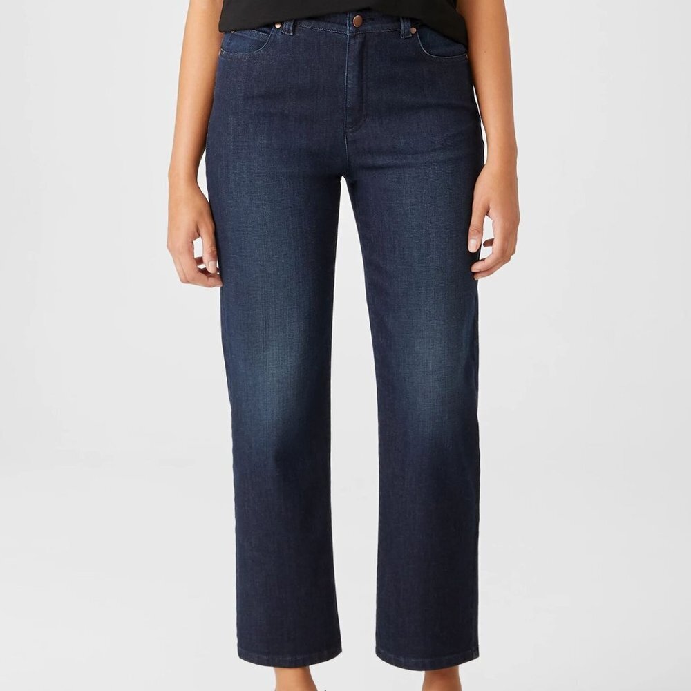 Eileen Fisher Organic Cotton Stretch Straight Ankle Jean Size 12